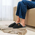 Mens Slip On Faux Fur Mule Slipper - Black